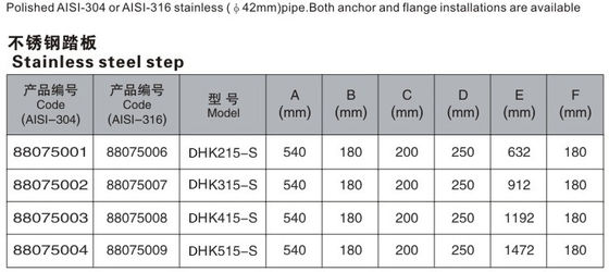 4 βήματα 1.0mm σκάλα πισινών ανοξείδωτου