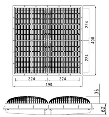 SS304 490x490mm επάνω από τον αγωγό πατωμάτων επίγειων λιμνών